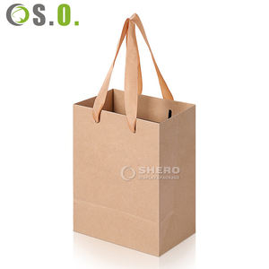 Custom Printed Boutique Kraft Paper <b>Bags</b> Wholesale <b>Small</b> Jewelry <b>Gift</b> <b>Bag</b> With Ribbon Handles - Product Image 2