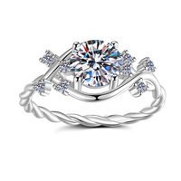 Bague de Fiançailles Vintage en Argent Sterling S925 avec Moissanite Certifiée GRA 1&2 Carats VVs1, Motif Torsadé Floral pour Femme