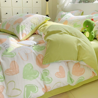 Exquisito Juego de Ropa de Cama de Cuatro Piezas de Tela Elástica Transpirable Estampada de Algodón y Spandex con Patrones de Dibujos Animados Personalizables