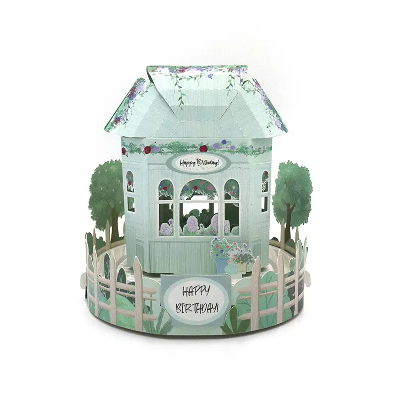 Happy Garden House saluto 3D biglietti di compleanno Pop-up biglietti di auguri personalizzati con buste per bambini fidanzata