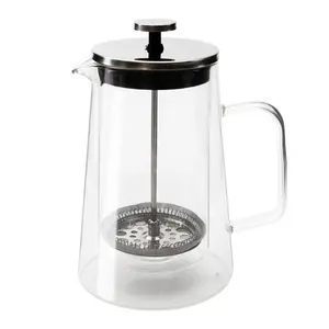 600ml Double Walled French Press Heat Resistant Borosilicate Glass Coffee Pot High-Density Stainless Steel Filter