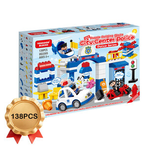 Blocs de construction OEM personnalisés de grande taille, ensemble de voiture de police, hélicoptère, logo personnalisé, jouets éducatifs pour enfants de 3 ans et plus, cadeau - Product Image 1