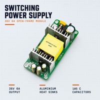 Alimentation à découpage ultra-mince personnalisée 36V 6A 216W AC-DC à entrée unique SMPS pour éclairage LED et pompe à eau CE