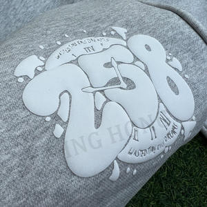 OEM Pantalon de jogging sans cordon de serrage avec logo imprimé bouffant de couleur unie Pantalon de survêtement lourd et surdimensionné pour hommes - Product Image 3