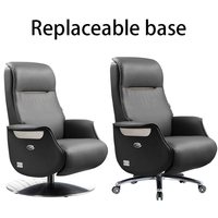 Chaise de bureau exécutive moderne en cuir véritable, repose-pieds automatique, pivotant électrique, ergonomique, réglable pour usage commercial
