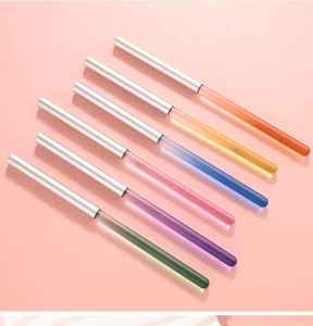 Custom Crimped Ferrule Nail Art Brush Durable Nylon Oval Pointed Tip Ombre Liner Poke Gel Painting Wholesale Kit for Salon - Product Image 2