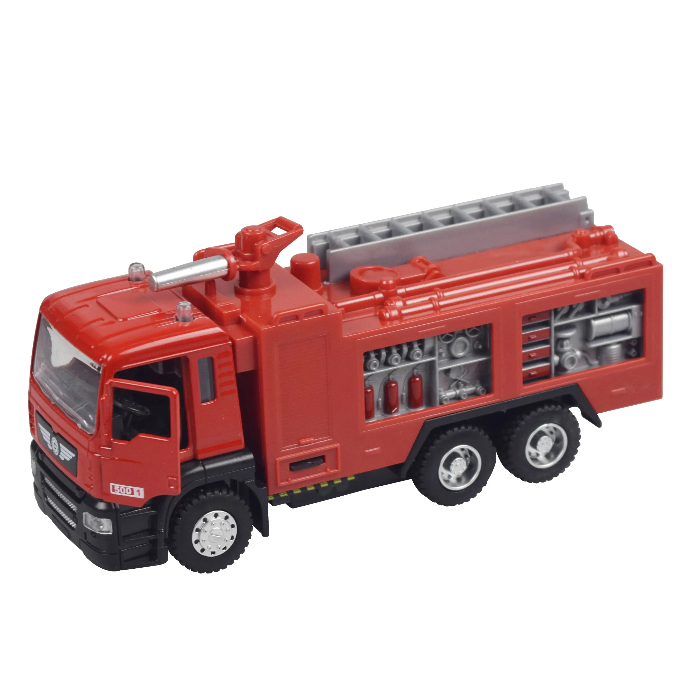 1:50 metal die cast Fire truck toys for kids zinc alloy toy vehicles model car pull back with music and light