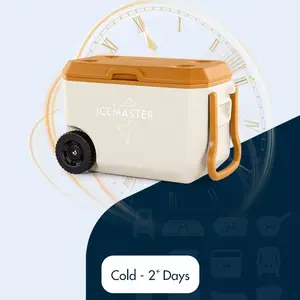 IceMaster OEM 38L scatole per il ghiaccio isolanti per attività esterne scatola di raffreddamento grande isolata scatola di raffreddamento in plastica con ruota