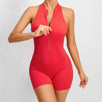 Hete Aanbieding Rits Buikspierverstevigende Stretch Sculpt Sexy Billenliftende Sport Yoga Fitness Dames Jumpsuit