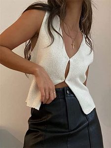 Women Crochet Y2k Knit V Neck <strong>Vest</strong> <strong>Top</strong> Knitted Bustier <strong>Neon</strong> Tank Bandeau Crop <strong>Top</strong> - Product Image 4