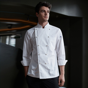 High Quality Custom Embroidery OEM Logo <strong>Chef</strong> Jacket Restaurant <strong>Kitchen</strong> Hotel <strong>Chef</strong> Cook <strong>Uniform</strong> Unisex Men Polyester/Cotton Long - Product Image 1