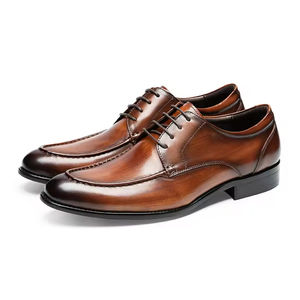 Chaussures Richelieu en cuir pour hommes, de haute qualité, formelles, respirantes, à lacets, haut de gamme, faites à la main, intemporelles et décontractées - Product Image 2