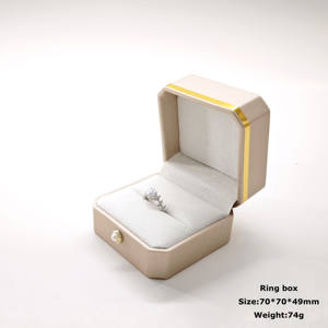 Шкатулка для украшений ручной работы из золотистой кожи, восьмиугольная, с возможностью нанесения логотипа на заказ - Product Image 2