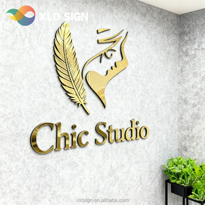 Insegna Popolare con Logo Tagliato al <span class=keywords><strong>Laser</strong></span> in Oro, Targa da Parete con Logo, Insegna per Atrio e Ufficio - Product Image 4