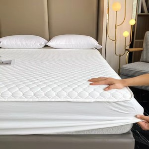Protège-matelas matelassé <span class=keywords><strong>imperméable</strong></span> en flanelle blanc, respirant, antidérapant, motif losanges, 300 fils, qualité hôtelière - Product Image 4