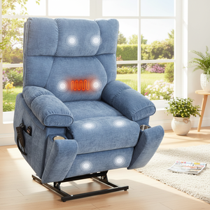 Blue Dual Motor Power Lift Recliner, Heat Chair 350LBS Capacity With Cup <b>Holder</b> and <b>Remote</b> for Home Use W1803P264051 Blue Power - Product Image 1