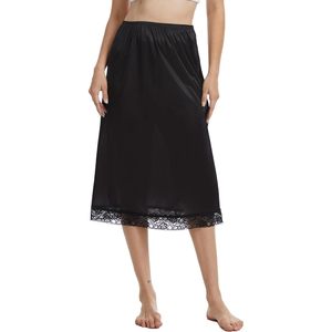 Sous-robe trapèze personnalisée en satin de soie pour femme avec bordure en dentelle et taille élastique, idéale pour les robes, les robes de détente et les vêtements de nuit - Product Image 1