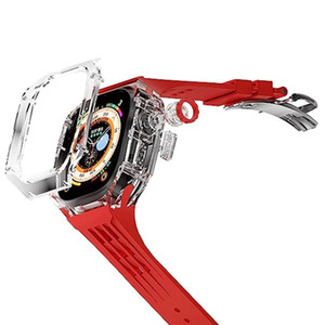 Kit di modifica custodia in metallo 44mm 45mm per cinturino <span class=keywords><strong>Apple</strong></span> <span class=keywords><strong>Watch</strong></span> in <span class=keywords><strong>acciaio</strong></span> inossidabile per cinturino in gomma Iwatch Series 7 6 5 Se - Product Image 1