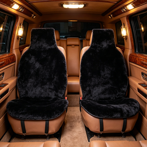 Coprisedile <span class=keywords><strong>Auto</strong></span> in Vera Pelle di Pecora, Cuscino in Lana Calda per l'Inverno, Protezione <span class=keywords><strong>Universale</strong></span> per Sedile Anteriore - Product Image 3