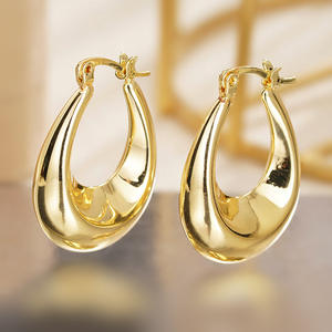 Pendientes de Aro E4505 en Oro Blanco, Joyería Clásica Unisex de Aleación, Chapados en Oro de 18K, Pendientes de Moda para Mujeres y Hombres - Product Image 5