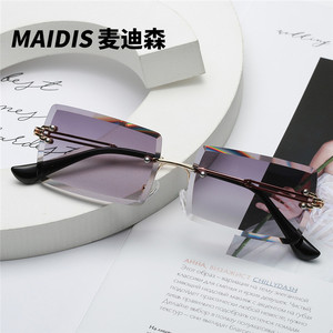 Maidis Frameless Sunglasses Metal Gold Square Gradient Lens Unisex UV400 <b>Light</b> Weight - Product Image 3