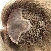 Topper en filet à base de soie mono, cheveux humains vierges européens de qualité supérieure, blond ombré, lisse et soyeux, en stock