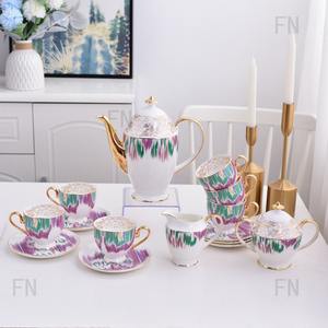 European Luxury 15pcs Fine Bone China Gold Rim Dinnerware Set <b>Sustainable</b> Ceramic Coffee Tea Sets for Weddings Home Decor - Product Image 1