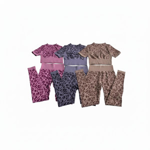 ชุดโยคะแขนสั้นเลกกิ้งพิมพ์ลายสำหรับผู้หญิงชุดเสื้อผ้าแบบชิ้นลากได้ - Product Image 1