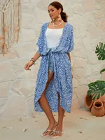 Cardigan de plage anti-UV en Spandex/Coton à imprimé léopard numérique, veste de bain pour femme