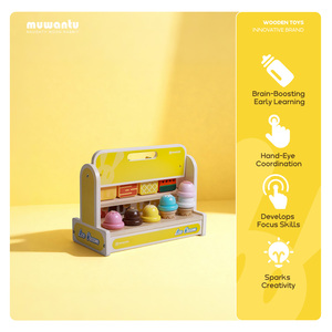 MUWANTU <span class=keywords><strong>Jouet</strong></span> de <span class=keywords><strong>cuisine</strong></span> portable Montessori <span class=keywords><strong>en</strong></span> <span class=keywords><strong>bois</strong></span> pour jeu de rôle, crème glacée, avec motifs animaux et fruits mignons, pour les enfants de 2 à 4 ans - Product Image 1