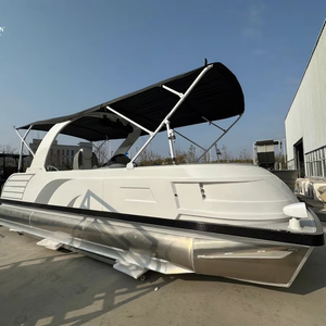 Le <span class=keywords><strong>bateau</strong></span> ponton flottant en aluminium le plus populaire avec moteur hors-bord LED pour les loisirs et le divertissement - Product Image 1