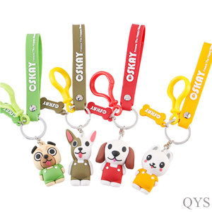 QYS <b>Customized</b> 3D Logo PVC Keychain Soft Rubber <b>Key</b> <b>Ring</b> Business Promotional Gift for Brand - Product Image 1