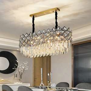 Décoration de luxe Pendentif Lumière Luxueux Argent Rond Lustre Cristal pour Salon Led - Product Image 5