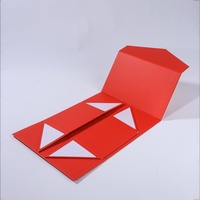 Caja de Regalo de Papel Plegable Geométrica Azul y Naranja Personalizada con Cierre Magnético, Ideal para Empaque de Joyas y Relojes