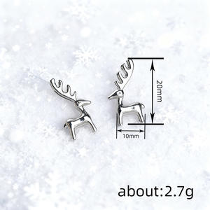 Orecchini a perno a forma di cervo Safilay, in lega placcata argento con zirconi, simpatici gioielli unisex a forma di animale, idea regalo - Product Image 6