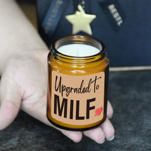 Cadeau de maternité en verre ambré brun personnalisé tasse de cire de soja naturelle pure bougie parfumée de luxe - Product Image 2