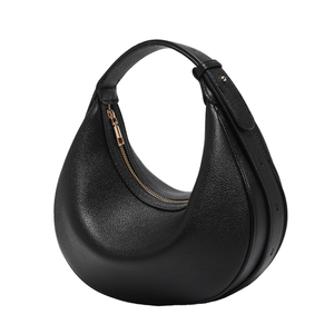 ソリッドホワイト黒調整可能ストライプショルダーバッグ女性用ムーン形状ハンドルバッグ流行のPUレザーハンドバッグクリエイティブデザイン - Product Image 1