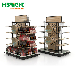 Estante de Exhibición de Vino de Madera de Primera Calidad, Estante de Isla para Licores de Lujo para Supermercados y Tiendas de Boutique - Product Image 4