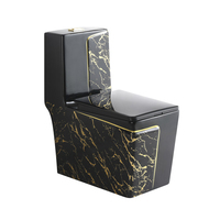 WC carré de luxe à chasse d'eau Tornado, avec siphon en S, noir et or, pour sanitaires