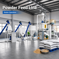 Usine industrielle d'alimentation animale avec système de concassage, de mélange, de transport et d'ensachage des grains
