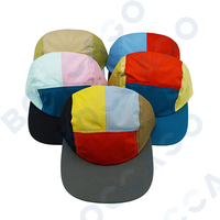 Casquette de baseball 5 panneaux personnalisée avec logo, multicolore, séchage rapide, imperméable, en nylon léger, pour activités de plein air et camping