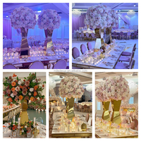 Support à fleurs en métal rond doré pour mariage, décoration de fête, centre de table