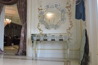 Tables consoles miroir effet diamant écrasé avec miroirs décoratifs muraux, table d'entrée de luxe, tables de couloir, meubles de salon