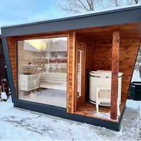 Sauna de madera maciza de cicuta de cedro rojo para 2-6 personas de lujo moderno con función de vapor seco 6-9 KW cabina de bienestar con horno eléctrico