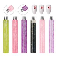 1 pièce Stylo de nail art en forme de fleur en cristal, Pinceaux à ongles en acrylique, Outils de stylo-pinceau pour dessin et sculpture de pétales en gel DIY