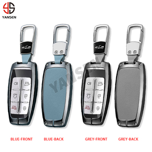 Carcasa de aleación de Zinc para mando a distancia de coche, funda Fob para <span class=keywords><strong>Hyundai</strong></span> <span class=keywords><strong>Genesis</strong></span> G70 G80 GV80 <span class=keywords><strong>G90</strong></span> <span class=keywords><strong>2020</strong></span> 2021 2022, llavero de cuero - Product Image 4
