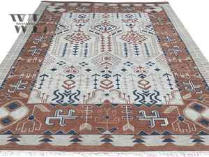 Tapis d'intérieur en laine de Nouvelle-Zélande noué à la main, blanc chaud, tapis turc Oushak, tapis en laine épaisse, tapis noué doux, grand tapis d'intérieur - Product Image 6