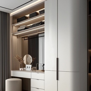 Muebles de Dormitorio Modernos, Armario de Madera con Luces LED, Estilo Hotel, Combinación de Almacenamiento y Tocador con Diseño Ensamblado - Product Image 5