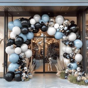 Bleu Noir Argent Ballon Guirlande Double Arc En Peluche pour Halloween Baby Shower Anniversaire Anniversaire Décorations De Fête - Product Image 3