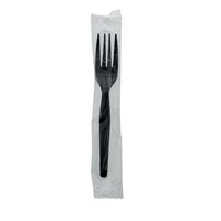 Couverts à fourchette en plastique jetables lourds de poids moyen PLA PS noir et blanc de 7 pouces pour les plats à emporter de restaurant enveloppés dans du plastique